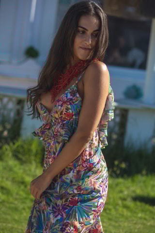 Abito lungo in seta - Multicolore