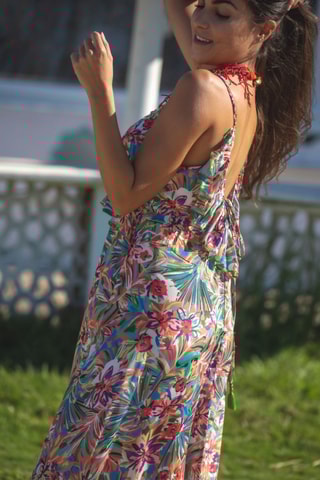 Abito lungo in seta - Multicolore