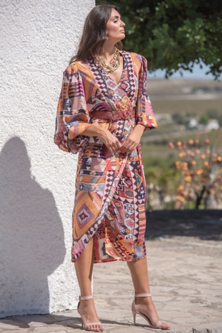 Abito a portafoglio in seta - Multicolore