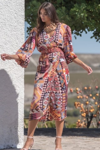 Abito a portafoglio in seta - Multicolore