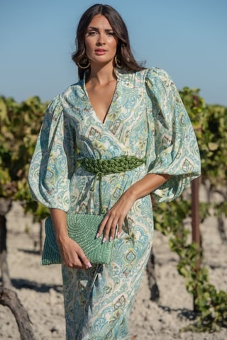 Abito a portafoglio in seta - Verde