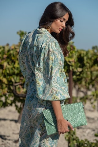 Abito a portafoglio in seta - Verde