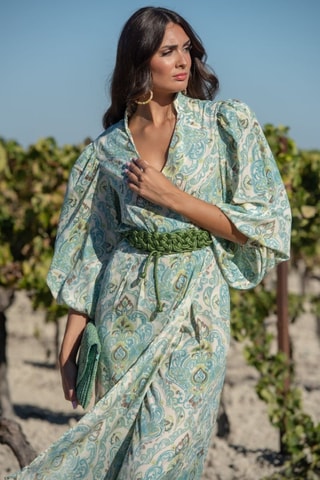 Abito a portafoglio in seta - Verde