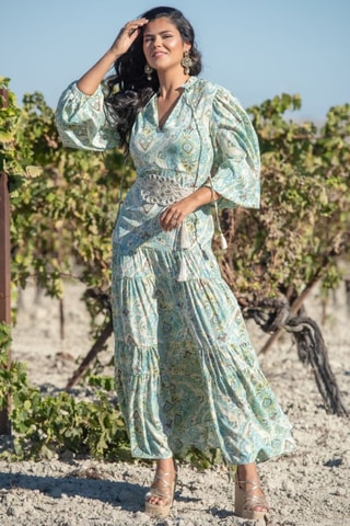 Abito lungo in seta - Blu