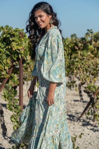 Abito lungo in seta - Blu