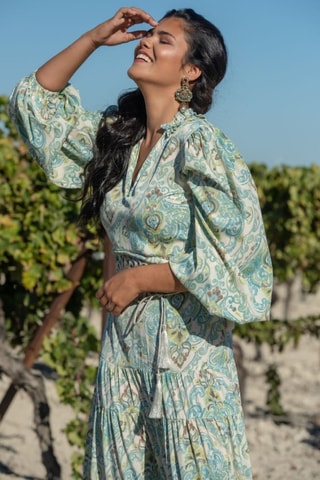 Abito lungo in seta - Blu