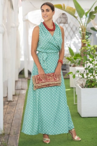 Abito lungo in seta - Verde