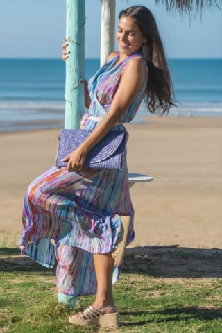 Abito lungo in seta - Blu