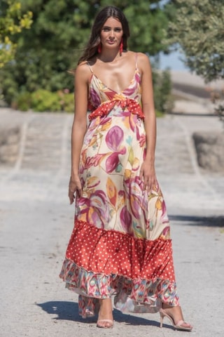 Abito lungo in seta - Beige