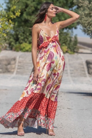 Abito lungo in seta - Beige