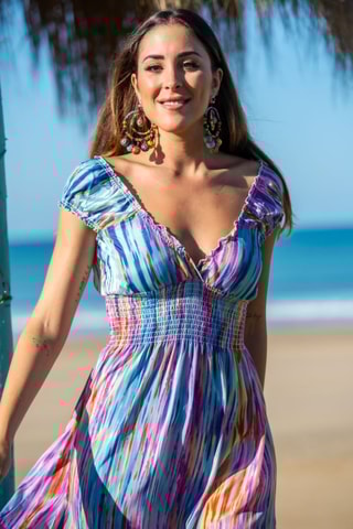 Robe longue en soie - Bleu