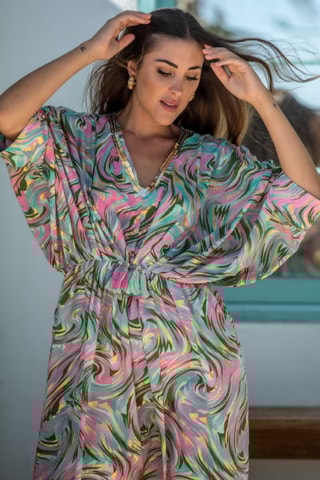 Abito a tunica in seta - Rosa