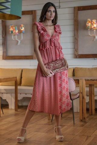 Abito midi in seta - Taupe