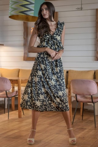 Abito midi in seta - Nero