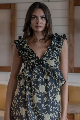 Abito midi in seta - Nero