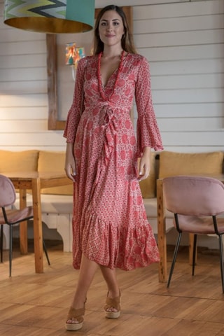 Abito a portafoglio in seta - Taupe