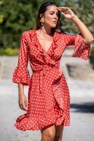 Abito a portafoglio in seta - Rosso