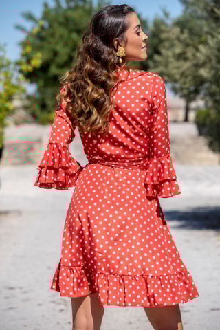 Abito a portafoglio in seta - Rosso