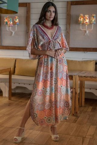 Abito lungo in seta - Arancione