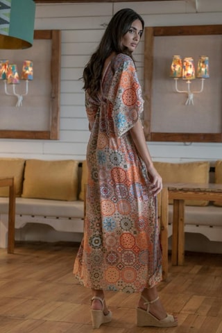 Abito lungo in seta - Arancione