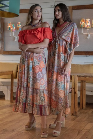 Abito lungo in seta - Arancione