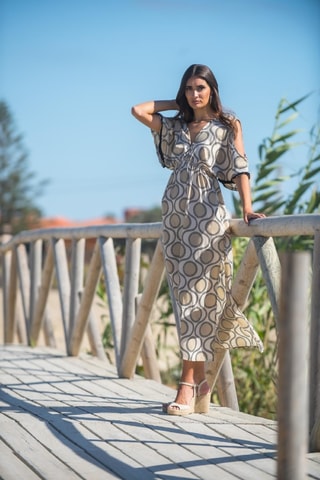 Abito lungo in seta - Beige