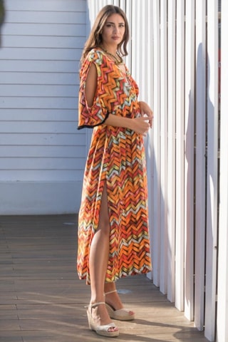 Abito lungo in seta - Arancione