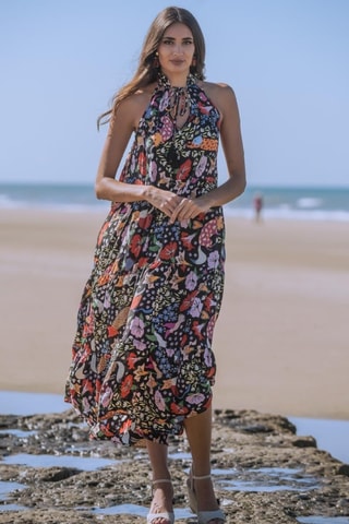 Abito lungo in seta - Multicolore