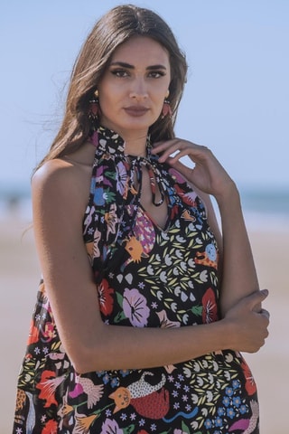 Abito lungo in seta - Multicolore