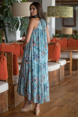 Abito lungo in seta - Blu