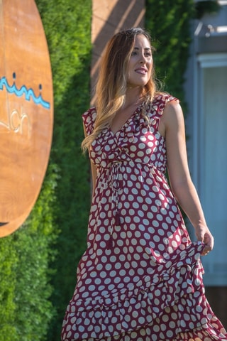 Abito lungo in seta - Bordeaux