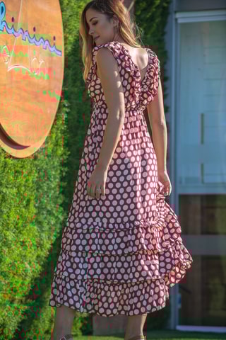 Abito lungo in seta - Bordeaux