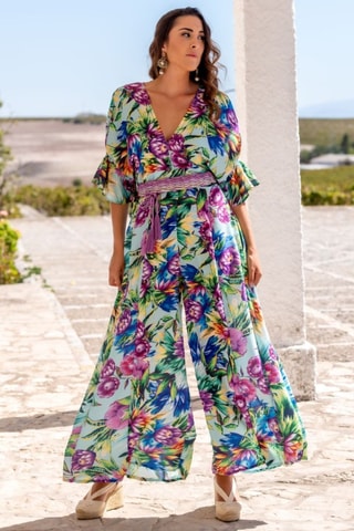 Tuta in seta - Verde e blu