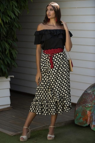 Gonna midi in seta - Nero