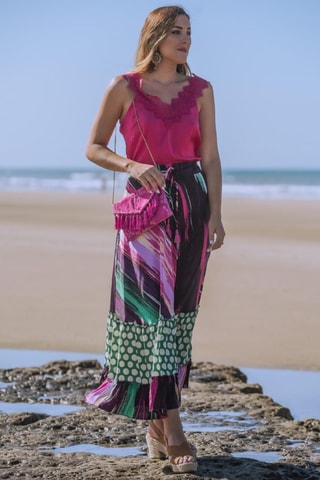 Gonna lunga in seta - Rosa