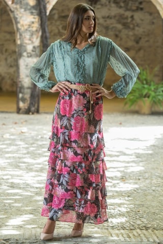 Gonna con volant - Rosa