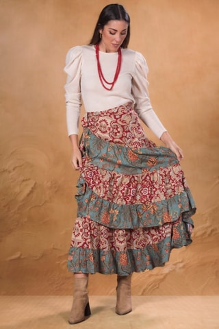 Gonna con volant - Beige