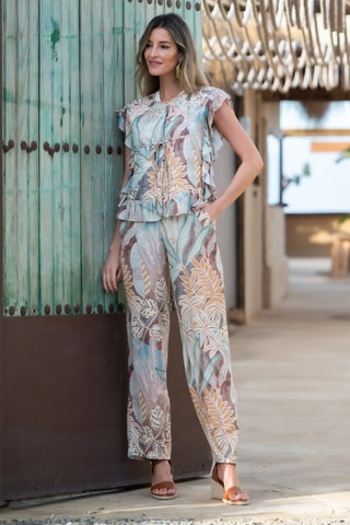 Pantaloni straight - Beige