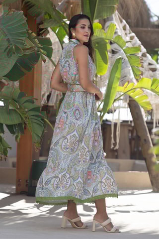 Abito a camicia in seta - Verde