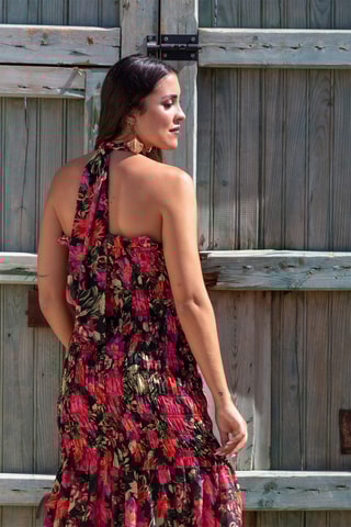 Abito midi in seta senza maniche - Nero