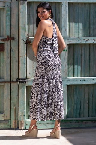 Abito midi in seta senza maniche - Nero