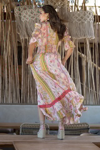 Abito lungo in seta - Ecrù