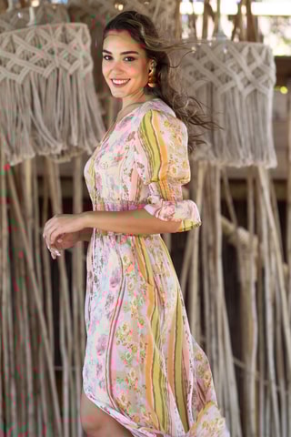 Abito lungo in seta - Ecrù