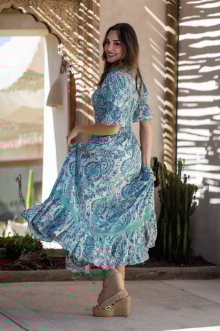 Abito lungo in seta - Blu