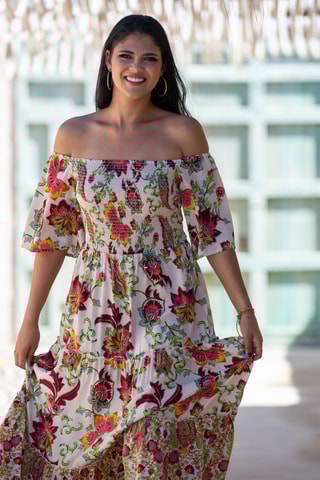 Abito lungo in seta senza maniche - Bianco