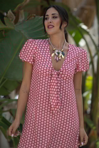 Abito lungo in seta - Rosa