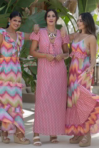 Abito lungo in seta - Rosa