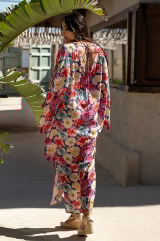 Abito caftano in seta - Multicolore