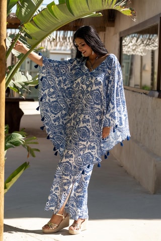 Abito caftano in seta - Bianco