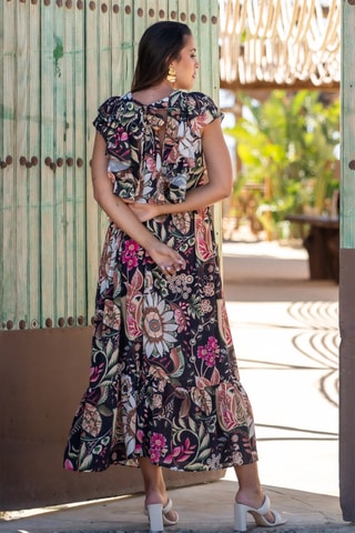 Abito lungo in seta - Nero